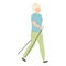 Granny sport walking icon cartoon vector. Senior travel