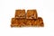 Granola bar with hazelnut cream, sweet sugary snack, sweetness and aromas of Apple Pie, selective focus of delicious candy of