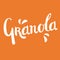 Granola lettering logo design on orange background