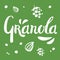 Granola lettering vector logo design with seeds and on green background