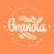 Granola logo vector. Food logotype for package, label. Emblem eco breakfast food. Lettering composition, spikelets