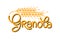 Granola logo vector template. Lettering composition and stylized spikelet with grains. Organic healthy food logotype for