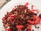 Granola muesli breakfast dried strawberry berry snack healthy food tasty macro photo