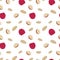 Granola muesli raspberries nuts proper nutrition seamless pattern