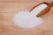 Granulated cassava tapioca on wooden background