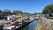 Granville Island colorful boats on the pier beautiful nature clear sky yachts are at anchor