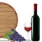 Grape, Bottle wine, Glass wine and wooden barrel, Vector illustrati