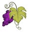 Grape bunch isolated icon, winemaking and fruit harvest