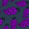 Grape doodle seamless pattern. Cute face