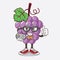 Grape Fruit cartoon mascot character as attractive gamer