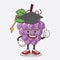 Grape Fruit cartoon mascot character in a black Graduation hat
