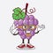 Grape Fruit cartoon mascot character in geek style