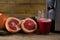 Grape fruit juice being poured in glass