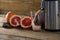 Grape fruit juice being poured in glass