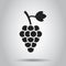 Grape fruit with leaf icon. Vector illustration on white background. Business concept Bunch of wine grapevine pictogram.