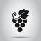 Grape fruits sign icon in flat style. Grapevine vector illustration on isolated background. Wine grapes business concept