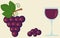 Grape and glass of wine flat food and drink illustration