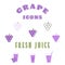 Grape icons collection Outline vegetarian and healthy food and drink