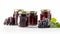 Grape jam with juicy Grape Jars on white background with Generative AI