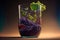 Grape juice glass. Juice splashes. Refreshig fruits concept. Liquid fruits. Generative AI