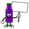 Grape Juice Mascot holding a Sign