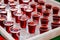 Grape juice in the Plastic cups for Holy Communion in the Church