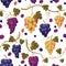 Grape pattern. Seamless print of bunch of green grapes, vintage texture of wine vine fruit, natural food background