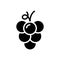 Grape silhouette icon. Outline logo of bunch of grapes with tendrils. Organic ingredient in cosmetics, food. Black simple