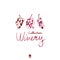 Grape vine illustration with pencil texture. Wine themed illustration. Wine-shop icon.