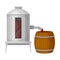 Grape Wine Pouring in Wooden Barrels for Storing in Cellar Vector Illustration