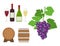Grape and wine product vector set