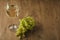 Grape and wine on wooden table/grape and wine on wooden table, selective focus and copy space