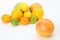 Grapefruit on the background of different citrus fruits on white background