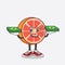 Grapefruit cartoon mascot character with money on hands