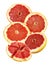 Grapefruit citrus fruit isolated composition on white background macro photo