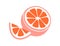 Grapefruit, cut slice and cross section with segments of fresh ripe flesh. Healthy vitamin food piece. Tropical exotic