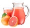 Grapefruit juice and fruits.