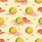 Grapefruit pattern. Ripe fruit, juice. Background image for a thematic site, textiledesign.