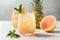 Grapefruit and pineapple mocktail with ice