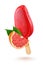Grapefruit red ice cream popsicle and slice isolated