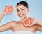 Grapefruit, skincare, face and diet wellness keeps her happy and healthy for skin healthcare, eat healthy fruit with