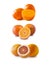 Grapefruits, tangerines and persimmons isolated. Orange color fruit with copy space for text. fruits from the autumn blues,