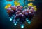 grapes on a dark background with water drops. 3d illustration, generative ai
