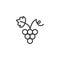 Grapes with grape leaf outline icon