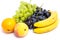 Grapes, peaches, bananas and orange