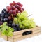 Grapes in a wooden tray