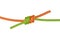 Grapevine knot, green and orange rope.