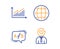 Graph, Ab testing and Globe icons set. Vacancy sign. Presentation diagram, Test chat, Internet world. Vector