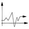 Graph arrow to the right. Vector illustration. Polygon distribution. Broken line. Pulse. Zigzag. Axis of coordinates. Business.