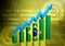 Graph in bars with arrow indicating economic growth in Brazil. New Brazilian government